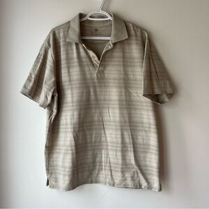 Men's Covington Beige short sleeve collared Polo Shirt neutral size large
